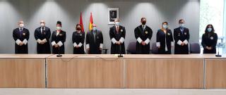 La Sala de Gobierno del TSJR encabezada por su presidente, Javier Marca